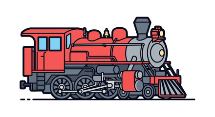Vintage Red Train Engine Illustration. © Agatha