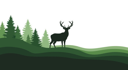 Deer with Antlers Standing on Hilltop. © Agatha