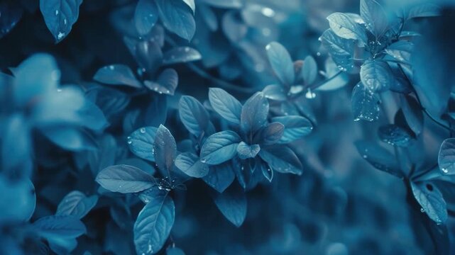 Close-up of a plant with dewy water droplets on its leaves and stems