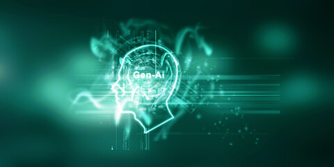 Fototapeta premium 2d illustration Artificial Intelligence (AI) concept 