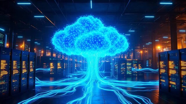 Digital cloud server room