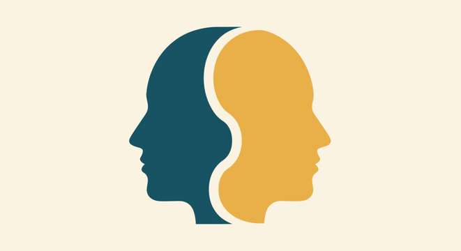 Dual Silhouette Heads Facing Same Direction.