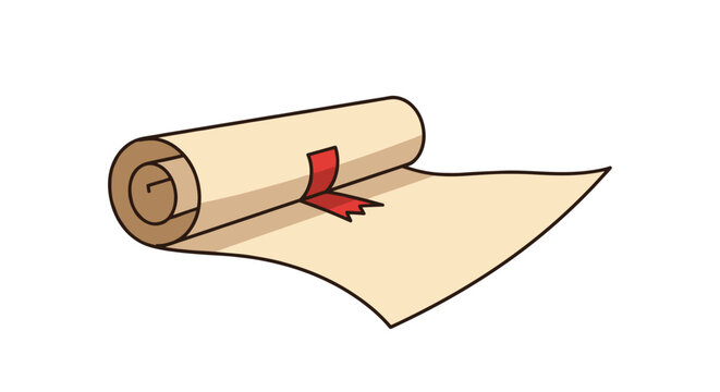 Traditional parchment paper scroll rolled up and secured with a red wax seal representing an official diploma or historical document.