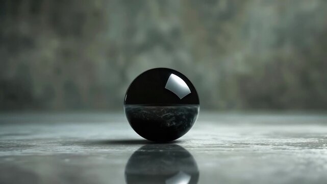 A small black sphere floats above a table, providing a simple and abstract background for various uses
