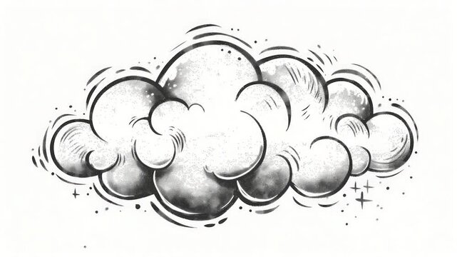 A simple black and white drawing of a cloud