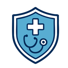 Obraz premium Healthcare Protection Shield Medical Safety Minimal Line Vector Icon. transparent