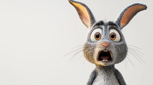 Animated rabbit displaying a shocked expression