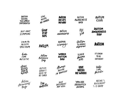 World Autism Awareness Day hand drawn quotes