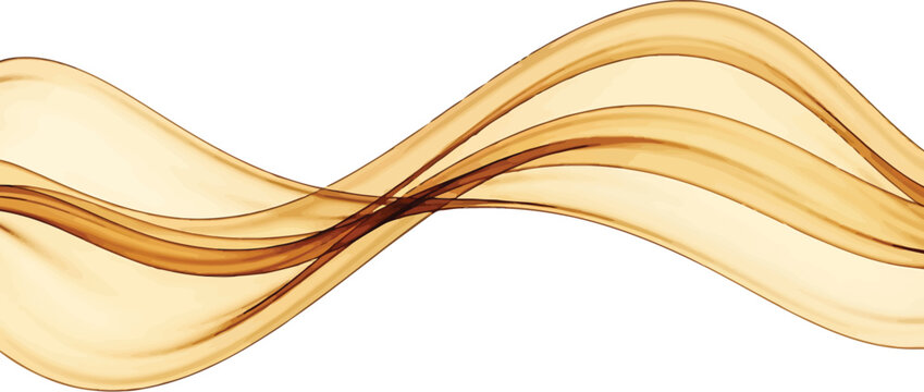 Golden Wavy Smoke on White Background
