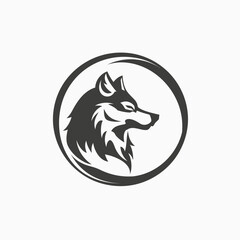 Obraz premium Stylized wolf head design in circular frame for various commercial applications