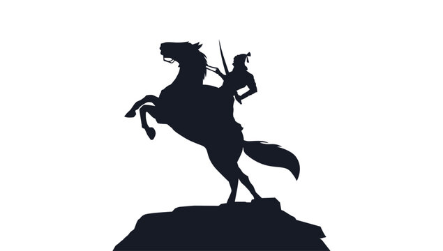 Chatrapati Shivaji Maharaj warrior horse silhouette Maratha king historic hero statue style illustration design