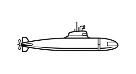 Submarine outline icon, underwater vessel silhouette, navy warship vector illustration © difka