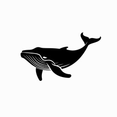 Obraz premium Black and white whale illustration on white background vector design