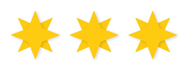 Three yellow stars on transparent background. File in JPG format.