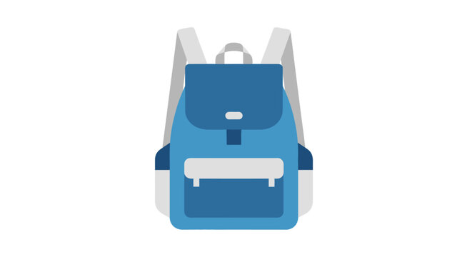 Blue backpack illustration on white background for education and travel concepts