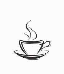 Obraz premium Minimalist coffee cup illustration with steam on white background design