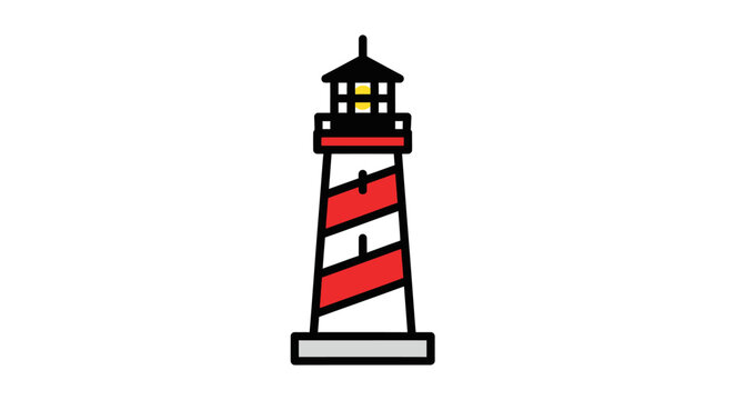 Stylized lighthouse illustration isolated on white background for various uses