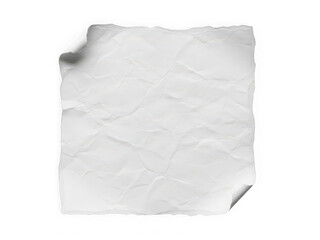 Crumpled white paper sheet with torn edges isolated on a transparent background