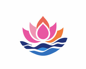 Obraz premium Colorful lotus flower logo on white background design for business concepts