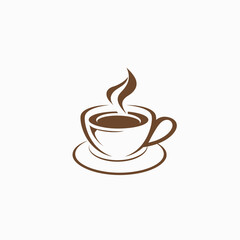 Obraz premium Stylized coffee cup logo simple vector illustration on white background