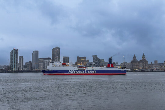 The stena LIne Ferry, at the Mersey river in LIverpool, UK.