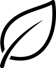 Black outline of a single simple leaf on a white background