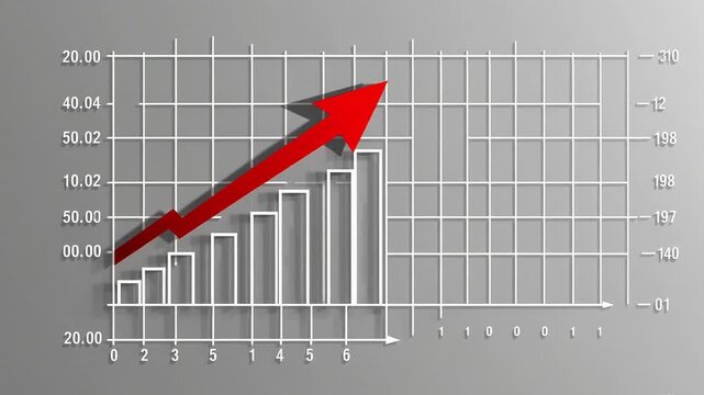 An upward financial chart with an upward arrow illustrating business growth. infographics, tariffs