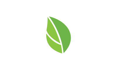 Simple Green Leaf Logo Design with Clean Lines.