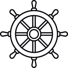 Ship's steering wheel helm outline vector illustration © The king of vectors
