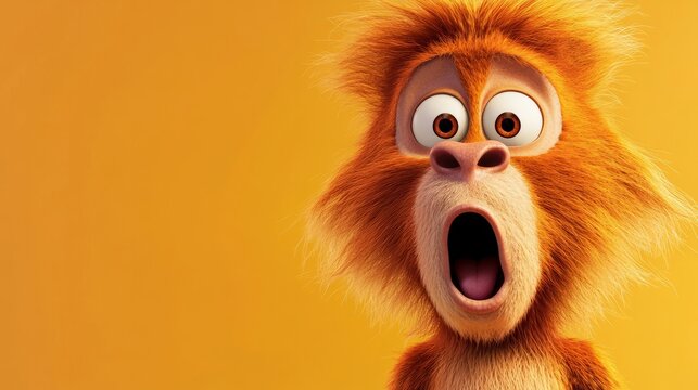 Cartoon monkey showing surprise with wide open mouth