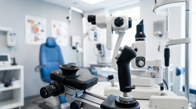 Modern slit lamp equipment in an eye clinic for glaucoma examination  