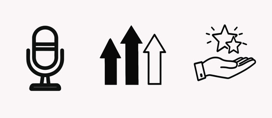 Fototapeta premium Podcast growth and popularity icons