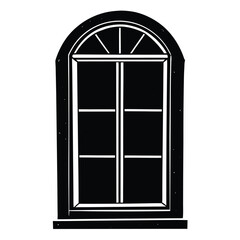 Set of window line icons showing different architectural, building and construction styles