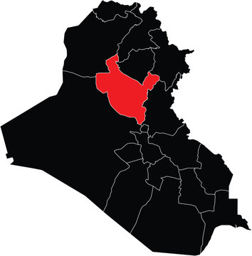 Salah al-Din Governorate on Map of Iraq Silhouette with Regions Vector Illustration