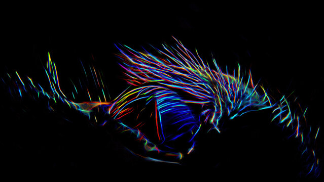 The world reflected in a horse's eye, abstract design
