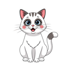 Obraz premium A cute cartoon cat with pink cheeks and a surprised expression