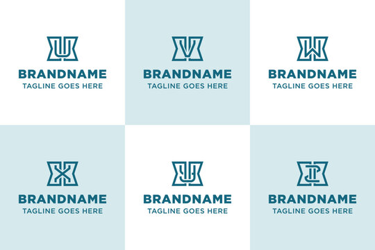 Letters KUK KVK KWK KXK KYK KZK Monogram Logo Set