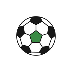 Fototapeta premium Soccer Ball Illustration with Green Pentagon Element