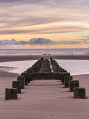 Fototapeta premium Evening at the beach of blackpool in England.