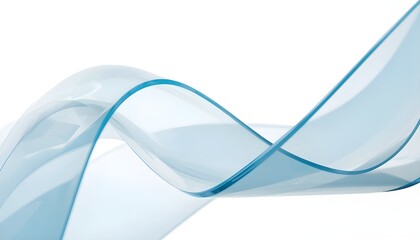 Obraz premium A delicate blue ribbon waves gently against a clean white background