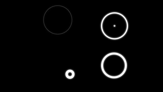 Looping circle burst animation with single to triple rings on transparent,&nbsp;bursting firework element, circle blast fireworks, shockwave, energy burst, puff of smoke, glowing ellipse on black screen,
