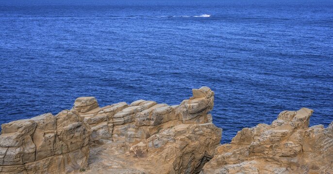 Bizarre rock formations in the Buca delle Fate, Populonia, Piombino, province of Livorno, Italy