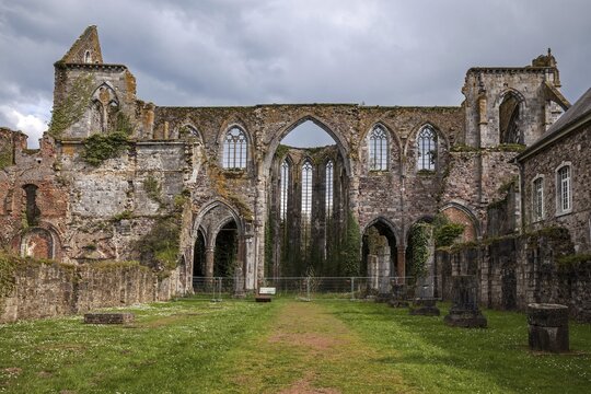 Ruins of the former abbey of Aulne, Abbay d'Aulne, near Thuin, province of Hainaut, Belgium