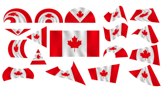 Collection of various canadian flags and flag elements