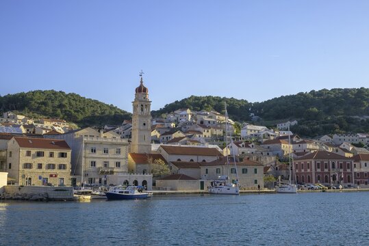 Church of St. Jerome of Stridon and sailing boats, Puči&scaron;ća, Split-Dalmatia County, Croatia