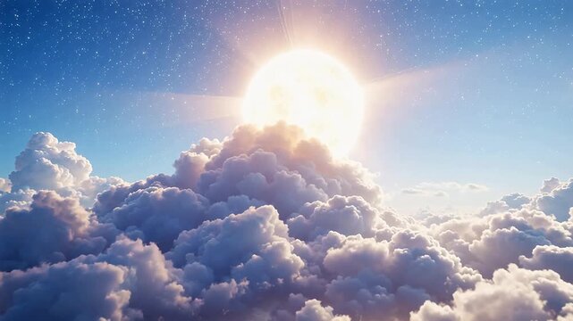 Sunrise through fluffy clouds