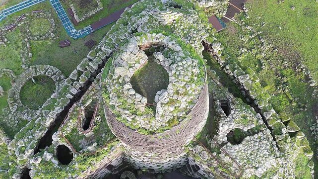 Aerial view of Nuraghe Santu Antine in Torralba, Sardinia, Italy