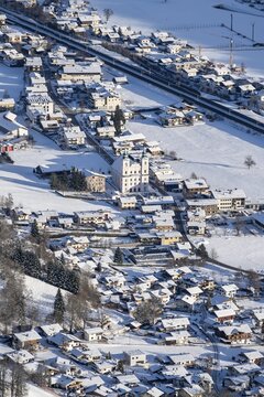 Snow-covered valley, Brixen im Thale, Tyrol, Austria