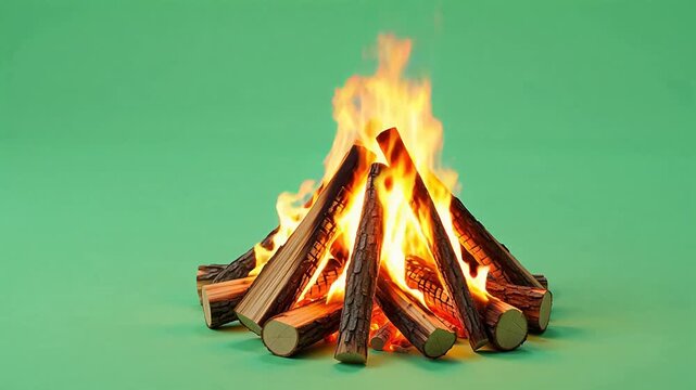 Burning wood logs in a fire