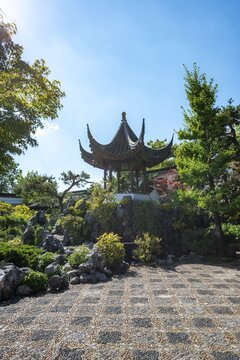 Traditional Chinese Pagoda in the Dr. Sun Yat-Sen Classical Chinese Garden, Vancouver, British Columbia, Canada